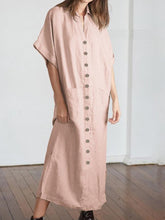 Load image into Gallery viewer, Women V-Neck Batwing Sleeve Buttons Loose Maxi Dress
