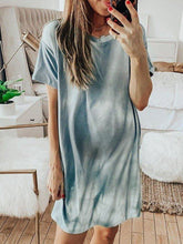 Load image into Gallery viewer, Loose Tie-Dye Round Neck Short Sleeve Maternity Dress
