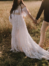 Load image into Gallery viewer, Maternity Sexy Lace Strapless Fringed Maxi Dress
