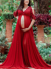 Load image into Gallery viewer, Maternity Elegant Solid Color Strapless Photo Dress  
