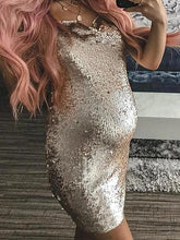 Load image into Gallery viewer, Maternity  Slim Sexy Suspenders Sequined Lace Dress
