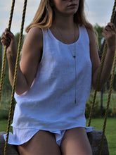 Load image into Gallery viewer, Women's Linen White Vest And Irregular Shorts Suit
