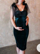 Load image into Gallery viewer, Maternity Elegant Solid Color Velvet Soft Yarn Dress  

