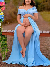 Load image into Gallery viewer, Maternity Dress Elegant Solid Color Strapless Photo Dress
