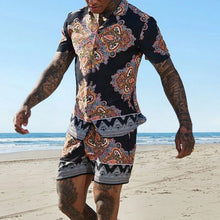 Load image into Gallery viewer, Men's Casual Holiday Printed Shirt Shorts Two-piece Suit  
