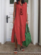 Load image into Gallery viewer, Women's V-Neck Casual Side Slit Loose Sleeveless Dress
