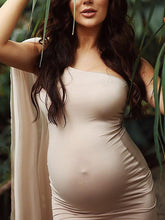 Load image into Gallery viewer, Maternity Dress Elegant Solid Color Strapless Photo Dress  
