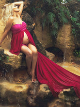 Load image into Gallery viewer, Maternity Elegant Stitching Tube Top Photo Dress
