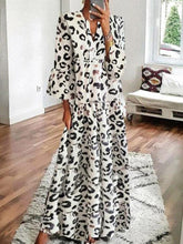 Load image into Gallery viewer, Leopard Printed V-Neck 3/4 Sleeve Loose Maxi Dress
