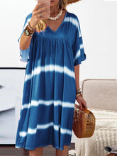 Load image into Gallery viewer, Printed Striped Long V-Neck Dress Women
