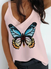 Load image into Gallery viewer, Butterfly Print V-neck Top Loose T-shirt
