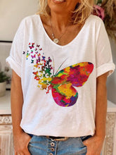 Load image into Gallery viewer, Casual V-Neck Butterfly Print Women's Tops
