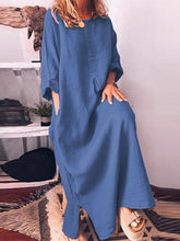 Load image into Gallery viewer, Women's Cotton And Linen Solid Color Casual Loose Dress
