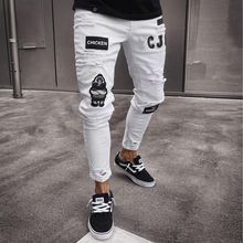 Load image into Gallery viewer, Men's Patchwork Embroidered Ripped Skinny Jeans
