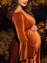 Load image into Gallery viewer, Maternity Bohemian Flared Sleeve Velvet Maxi Dress
