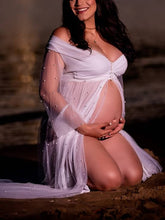 Load image into Gallery viewer, Maternity Dress Elegant Solid Color Strapless Photo Dress  
