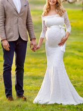 Load image into Gallery viewer, Maternity Sexy Lace Strapless Maxi Dress
