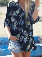 Load image into Gallery viewer, Women's Casual Pineapple Print V-Neck Long-Sleeved Shirt
