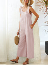 Load image into Gallery viewer, Women's Tied Bandwidth Straight Solid Solid Siamese Jumpsuit
