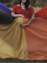 Load image into Gallery viewer, Maternity Elegant Stitching Rainbow Ruffled Photo Dress
