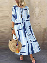 Load image into Gallery viewer, Loose Literary Personality Stripe Print Long A-line Dress
