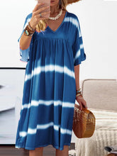 Load image into Gallery viewer, Printed Striped Long V-Neck Dress Women
