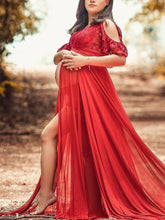 Load image into Gallery viewer, Maternity Elegant Solid Color Strapless Photo Dress  
