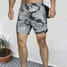 Load image into Gallery viewer, Camouflage Printed Running Elastic Two Layers Men's Shorts  
