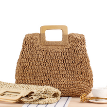 Load image into Gallery viewer, Vintage Hand-Woven Portable Cutout Straw Bag
