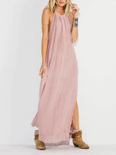 Load image into Gallery viewer, Ruffled Backless Split-side Halter-Neck Maxi Dress
