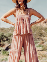 Load image into Gallery viewer, Women's Fashion Pleated Suspender Top Stitching Wide-Leg Pants Suit
