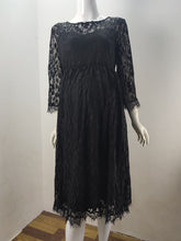 Load image into Gallery viewer, Maternity Round Neck Lace Perspective Loose Midi Dress
