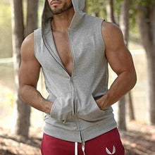 Load image into Gallery viewer, Men's Fashion Solid Color Sleeveless Hooded Sports Vest
