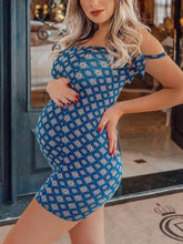 Load image into Gallery viewer, Blue Floral Slim Sleeveless Maternity Dress

