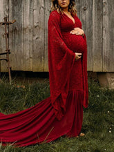 Load image into Gallery viewer, Maternity Sexy V-Neck Lace Trailing Photography Dress
