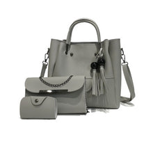 Load image into Gallery viewer, Three Pieces Fringed Wood Beads Mother Bag Women's Bag
