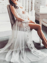 Load image into Gallery viewer, Maternity Sexy Lace Perspective Slit Maxi Dress
