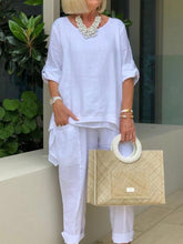 Load image into Gallery viewer, Plus Size Cotton Linen Sleeves Women's Suits
