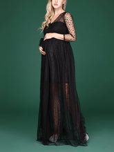Load image into Gallery viewer, Maternity Sexy V-Neck Black Polka Dot Photography Maxi Dress
