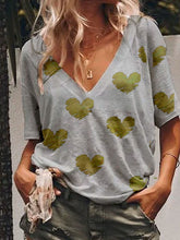 Load image into Gallery viewer, V-neck Plus Size Love Fashion Pullover Top
