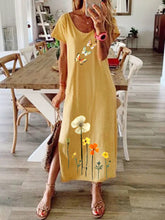 Load image into Gallery viewer, Women's Casual Floral Round Neckline Midi A-Line Dress
