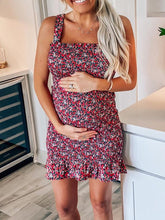 Load image into Gallery viewer, Maternity Slim Cute Floral Print Sling Dress
