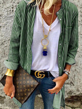 Load image into Gallery viewer, Cardigan Jacket Long Sleeve Striped Shirt Ladies
