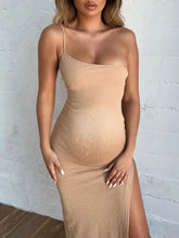 Load image into Gallery viewer, Maternity Sexy One-Shoulder Strap Split Bodycon Dress
