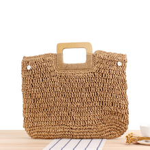Load image into Gallery viewer, Vintage Hand-Woven Portable Cutout Straw Bag
