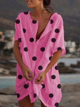 Load image into Gallery viewer, Women's Polka Dot Casual Midi Shirt Dress

