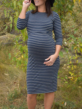 Load image into Gallery viewer, Maternity Casual Striped 3/4 Sleeve Nursing Dress

