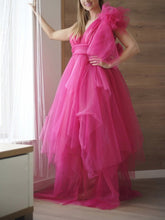 Load image into Gallery viewer, Maternity Sexy Pink Tulle Evening Dress
