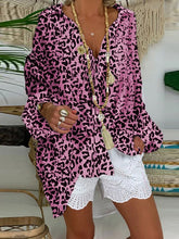 Load image into Gallery viewer, Women's Leopard Vacation Deep V Collar Blouse Shorts Suit
