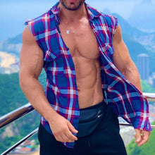 Load image into Gallery viewer, Men's Casual Fashion Plaid Printed Sleeveless T-shirt
